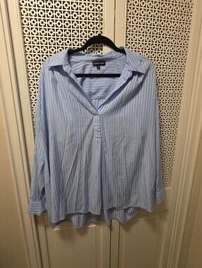 Light Blue Pinstripe Buttonless Shirt